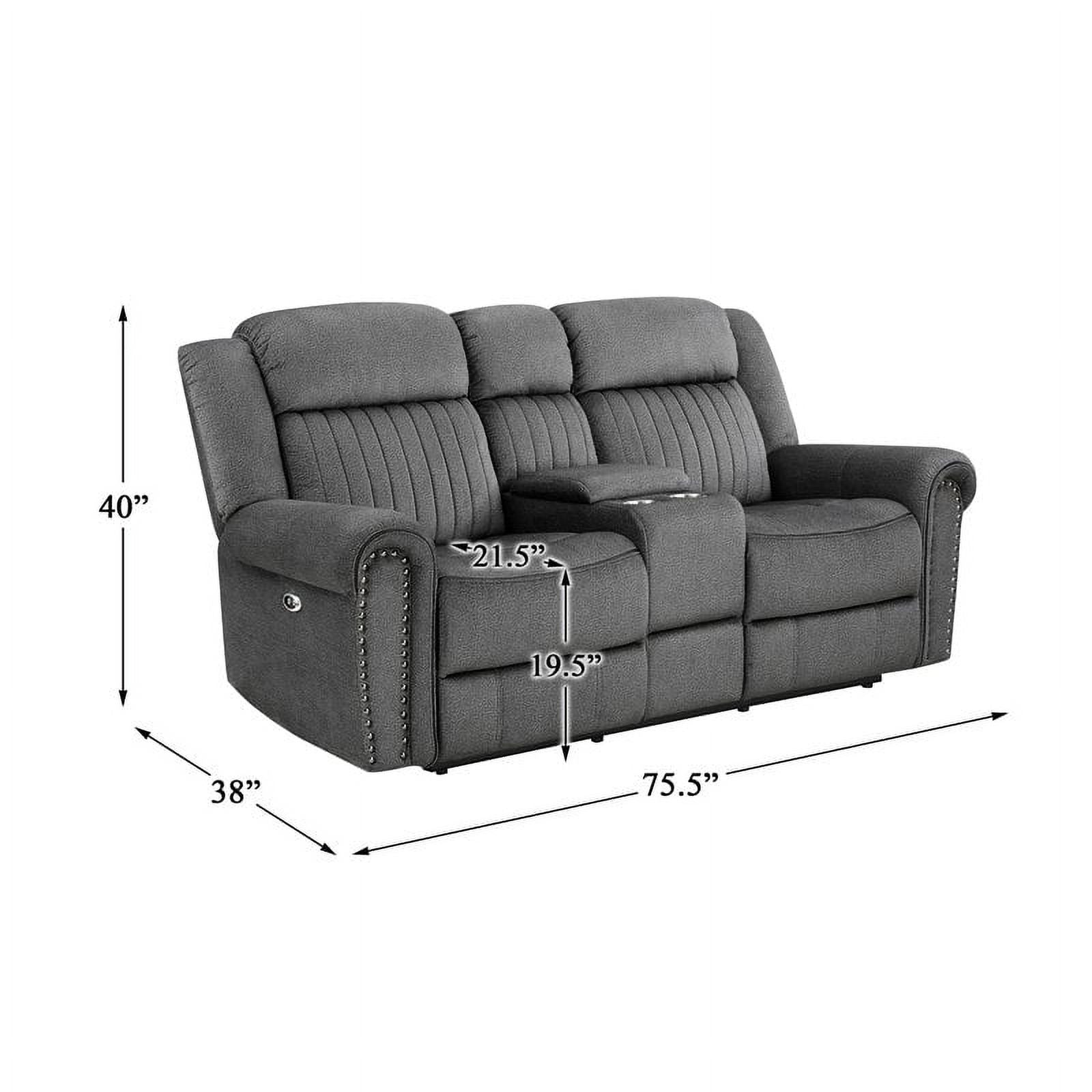 Charcoal Microfiber Power Double Reclining Loveseat C15637