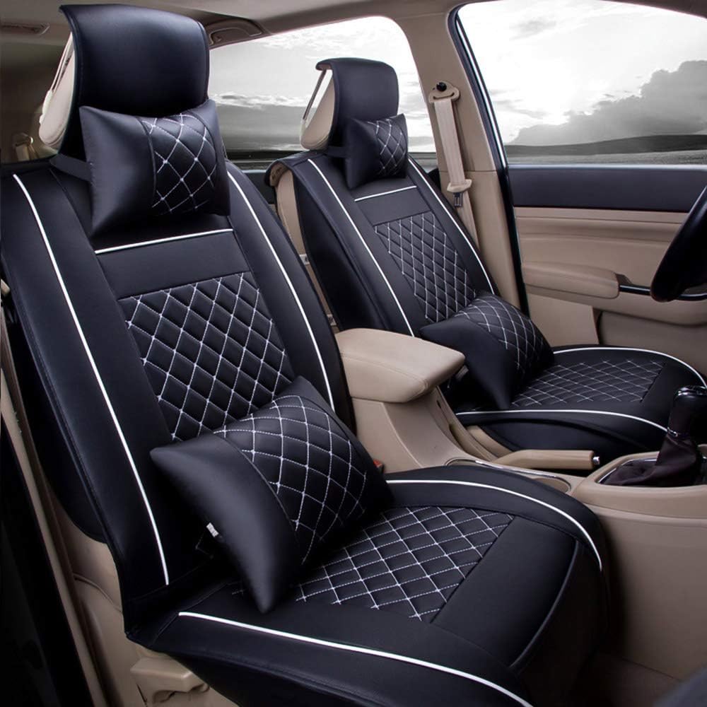 Black/White Line Full Set Car Seat Cover Q6495