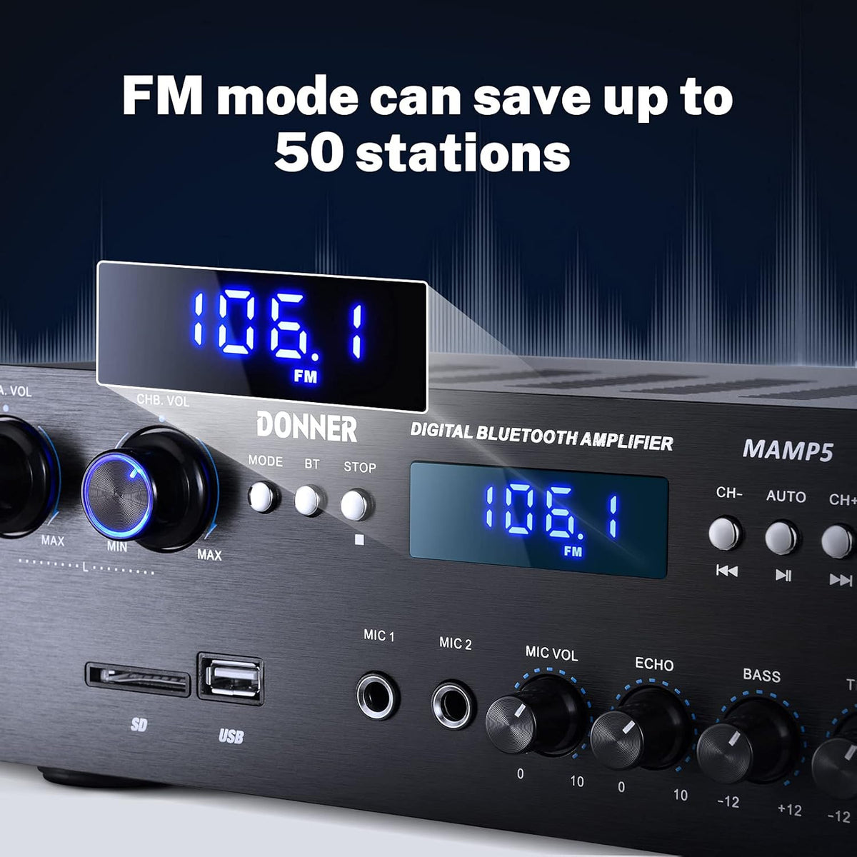 4 Channel 440W Peak Power Stereo Audio Amplifier Receiver U351