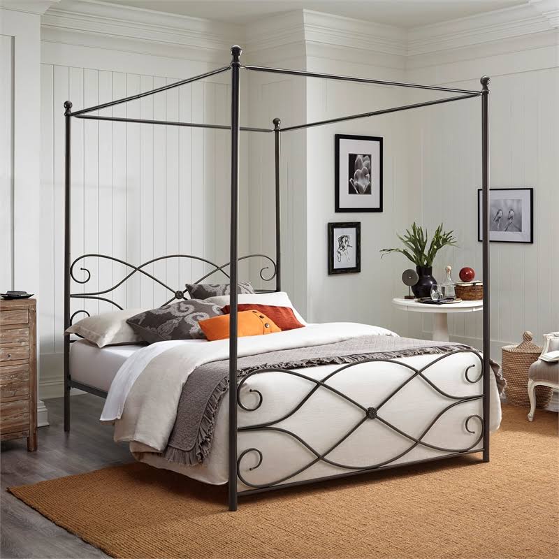 Oiled Bronze Metal Canopy Bed - Full N9928
