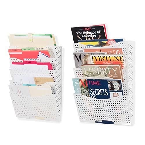 White Steel Wall File Holder Organizer Y94975