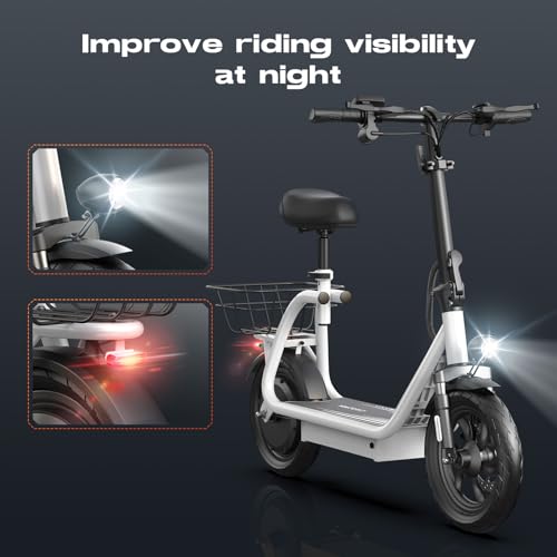 Electric Scooter with Seat, LED Display, 12" Tires, Foldable R9768