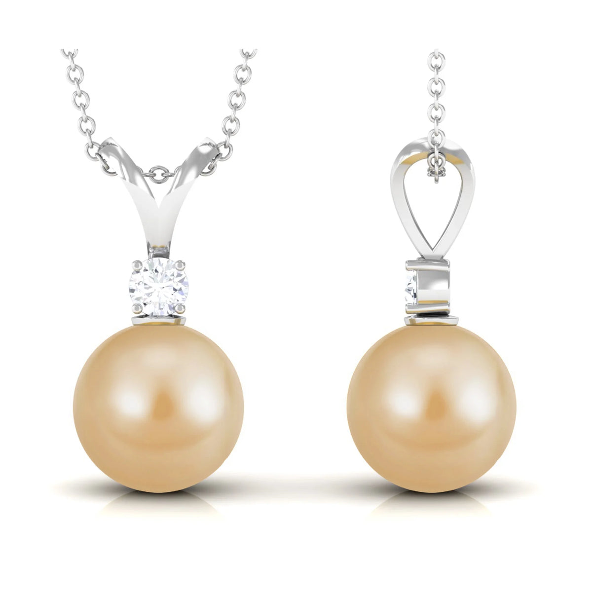 South Sea Pearl Pendant Necklace with Moissanite, 925 Sterling Silver G541412