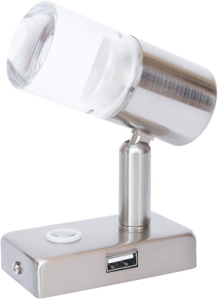 12V LED RV Interior Reading Light 3W with USB Port Touch Switch Dimmable Warm Two Pack W3157