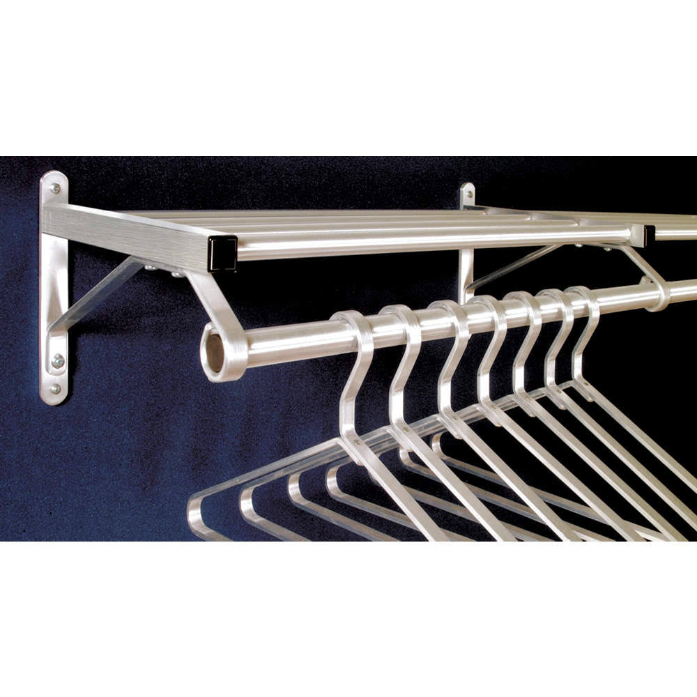 Satin Aluminum Coat Rack with 1 Shelf, 48 in W J2337