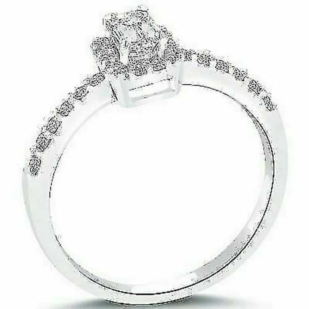 14k White Gold Pave Halo Diamond Engagement Ring Z33133