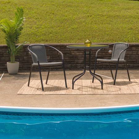 Black Table and 2 Stack Chair Set F2057