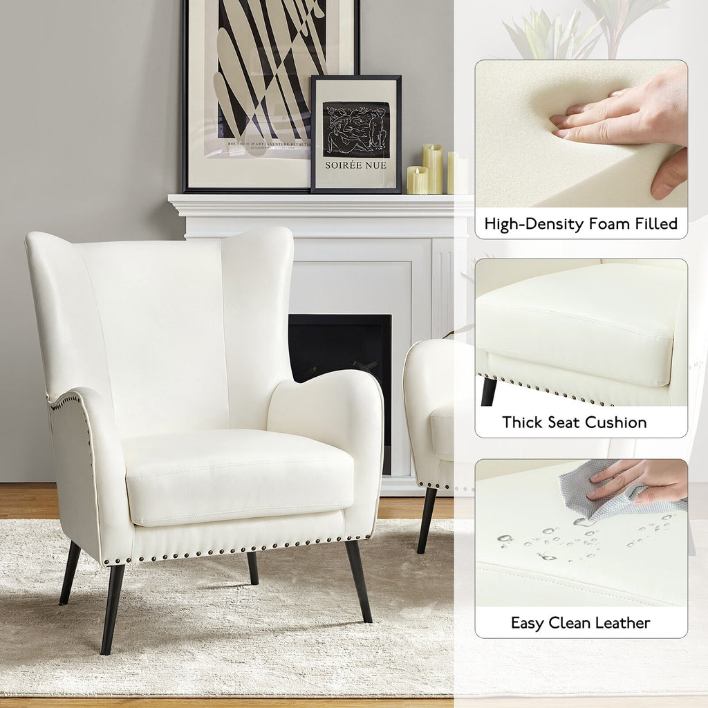 IVORY Upholstered Armchair with Metal Legs L145