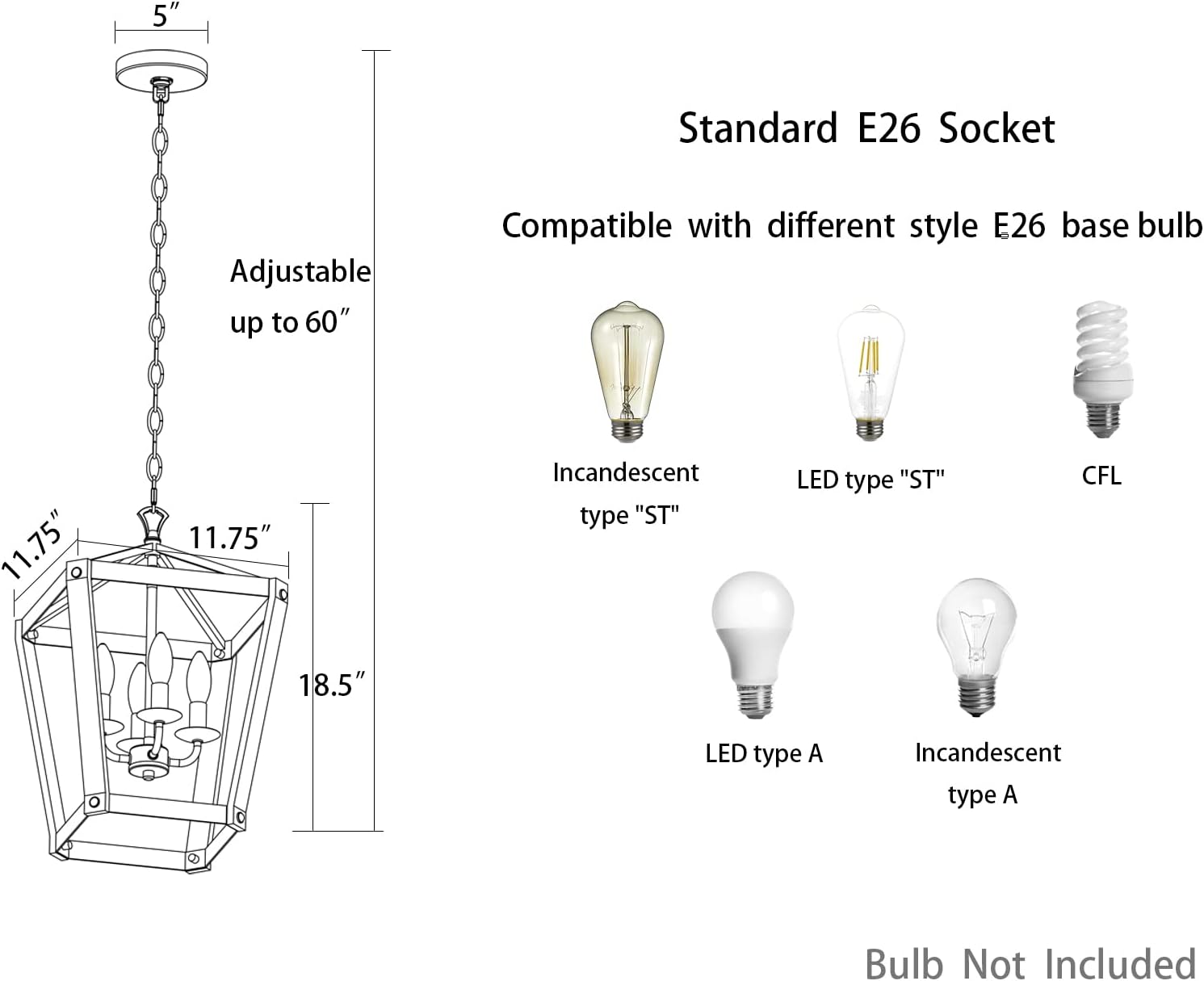 4 Light Square Cage Wood Chandelier K93799