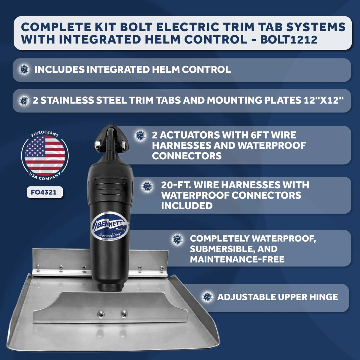 12" x 12" Electric Trim Tab System Complete Kit D6442