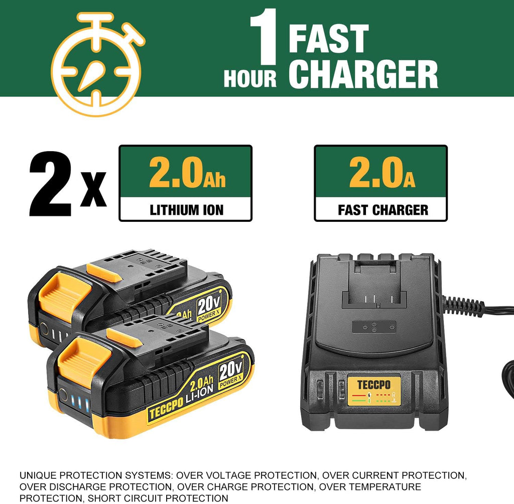 20V Brushless Cordless Drill Driver Kit with 2x 2.0Ah Batteries and Case I980