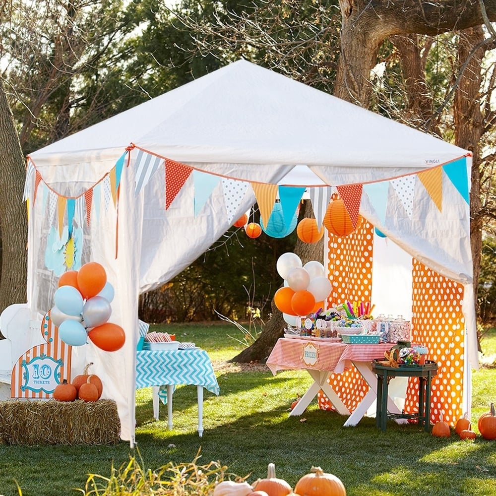 Waterproof Tent with Spiral Tubes White 3 x 6m-6Sides I899