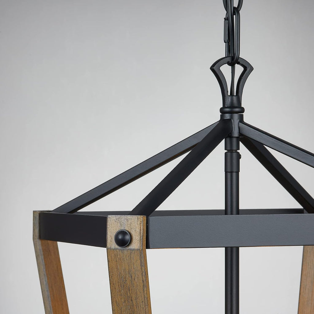 4 Light Square Cage Wood Chandelier K93799
