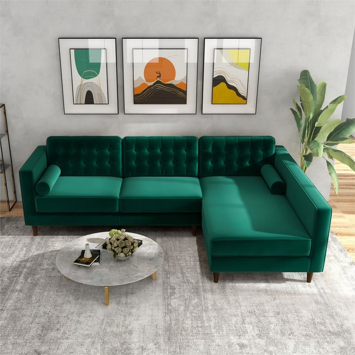 Navy Blue Velvet Corner Sectional Couch C5599