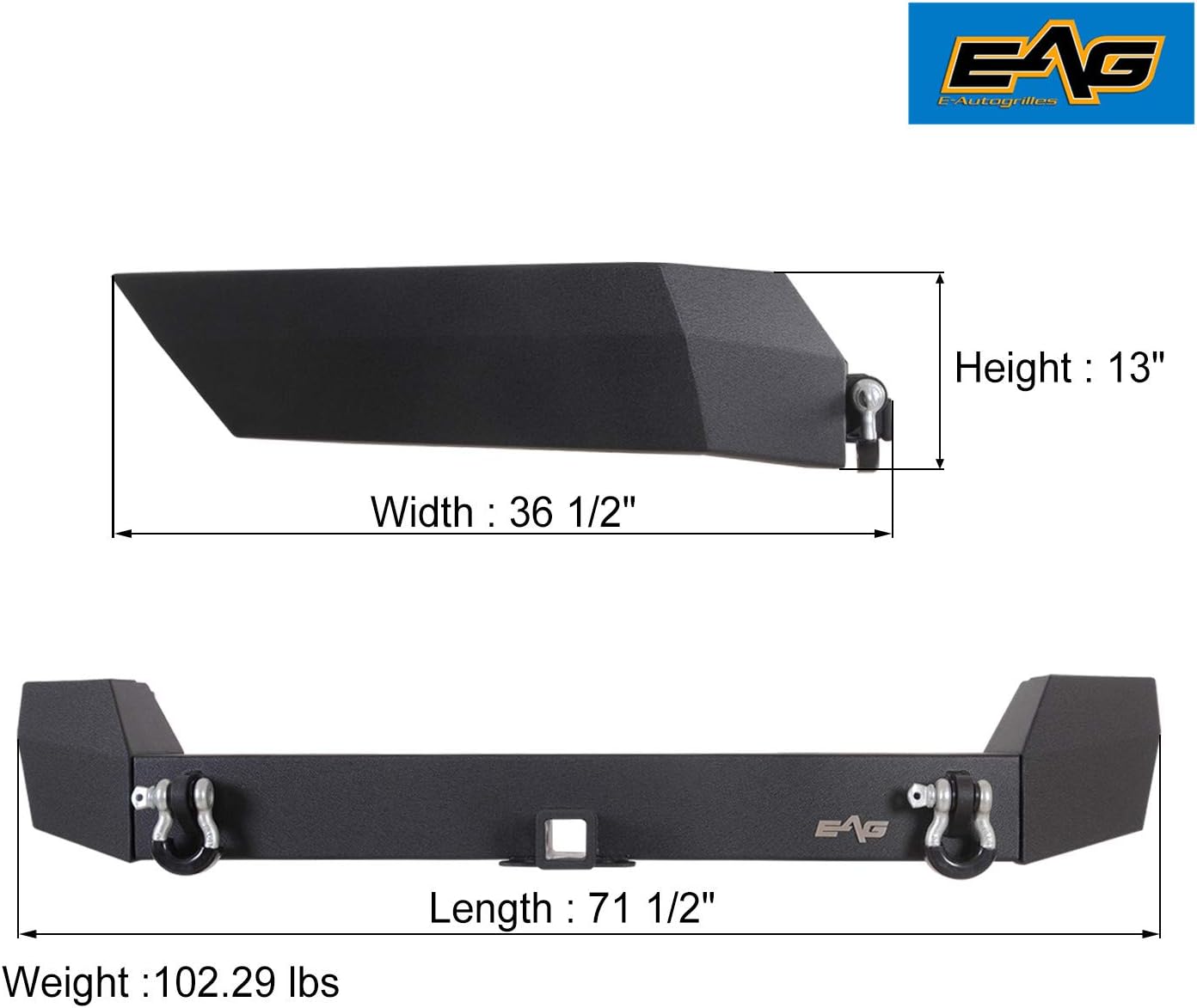 Assembled Rear Bumper with 2" Hitch Receiver D634