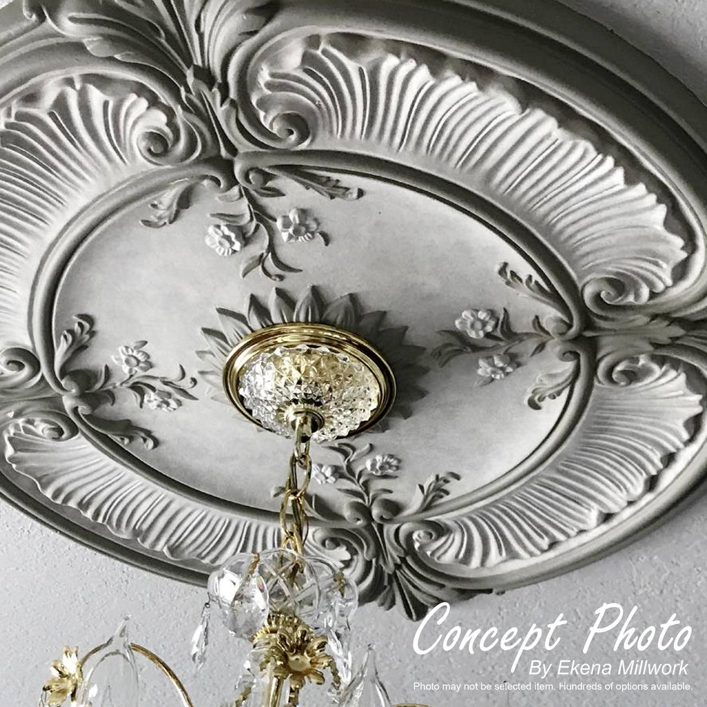 18 1/2 inchod x 7/8 inchid x 1 1/2 inchp Hand-Painted Pale Gold Ceiling Medallion N4170