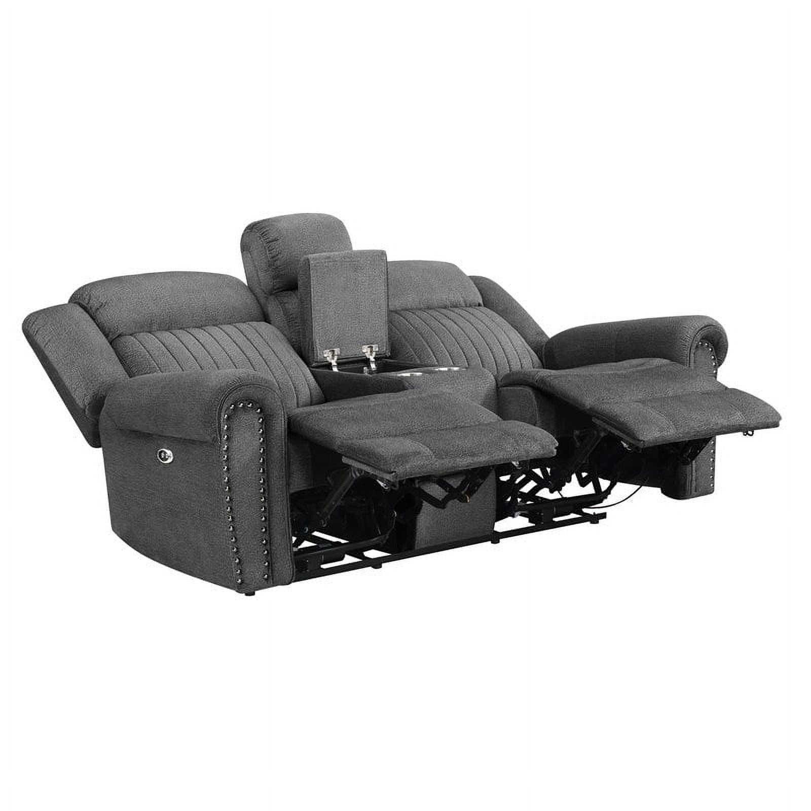 Charcoal Microfiber Power Double Reclining Loveseat C15637