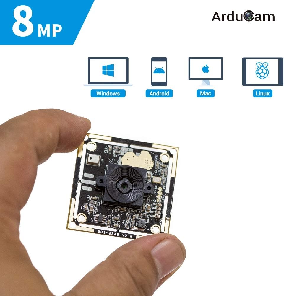 8MP 1080P Auto Focus USB Camera Module with Microphone, 1/3.2” CMOS IMX179 Mini UVC Webcam Board with 3.3ft/1m Cable H9016