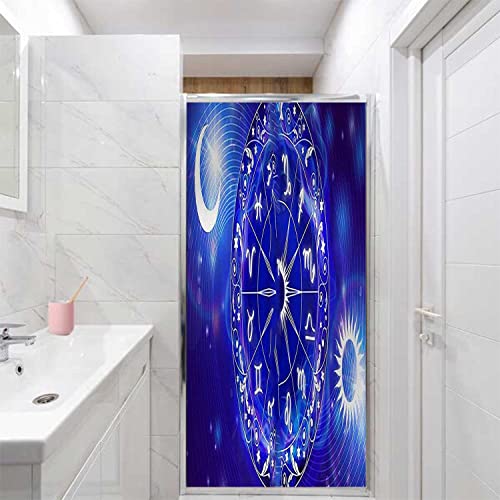Astrology Blue Window Privacy Film, 17.7 in x 78.7 in B794