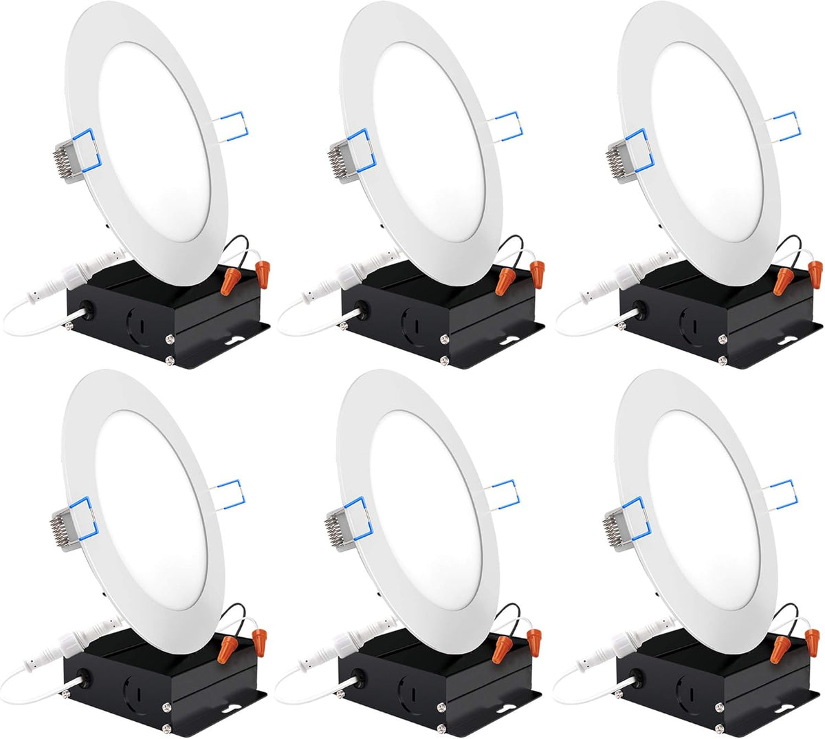 6 Pack 6 Inch Ultra Thin LED Recessed Ceiling Lights, 3000K Warm White, Dimmable 14W C13310