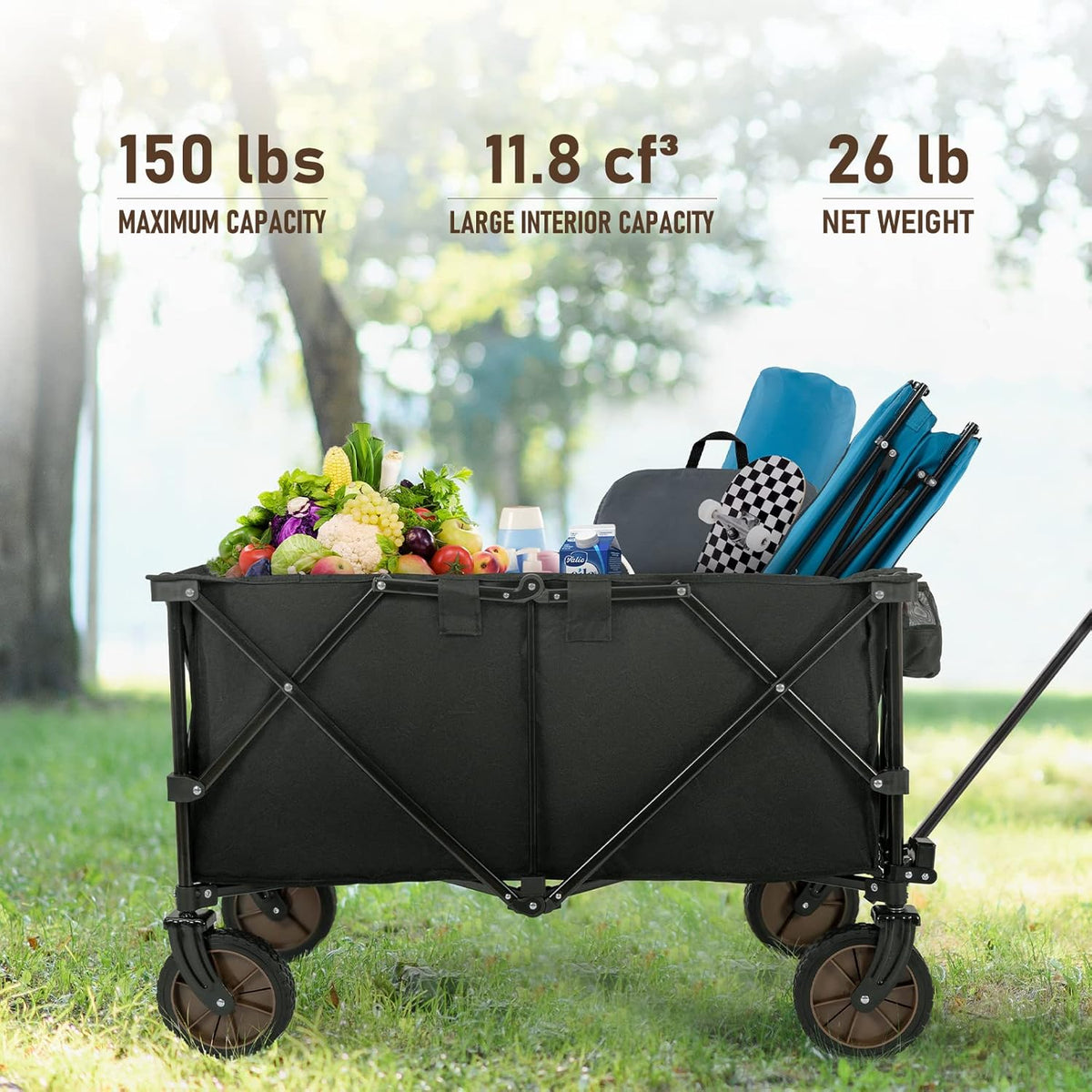 Heavy Duty Collapsible Folding Wagon Utility Cart with Universal Wheels & Adjustable Handle B46111