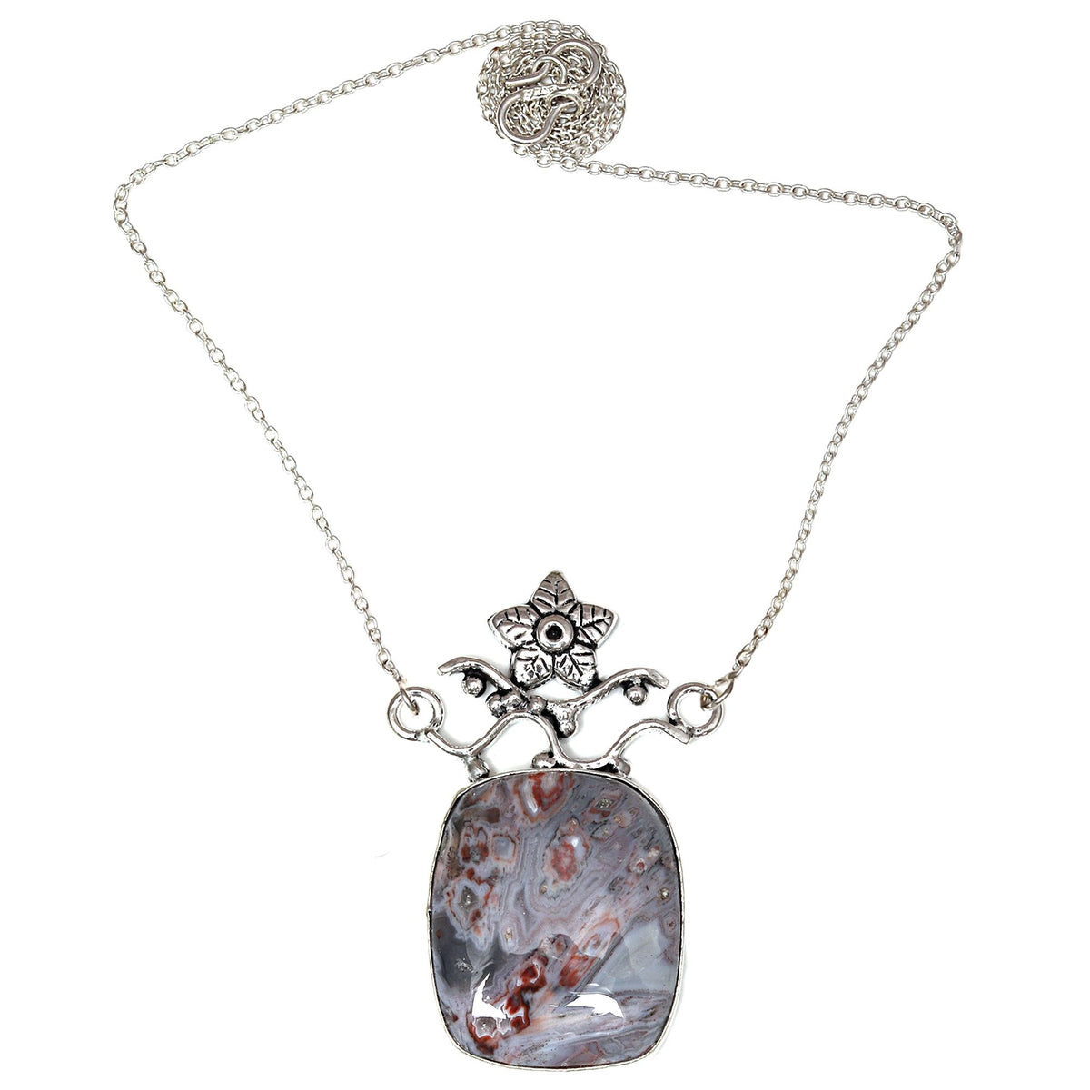 Ocean Jasper 925 Silver Necklace 20 in Z565