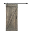 30 in. x 84 in. Weather Gray Stained Knotty Pine Wood Interior Sliding Barn Door with Hardware Kit and Handle A621