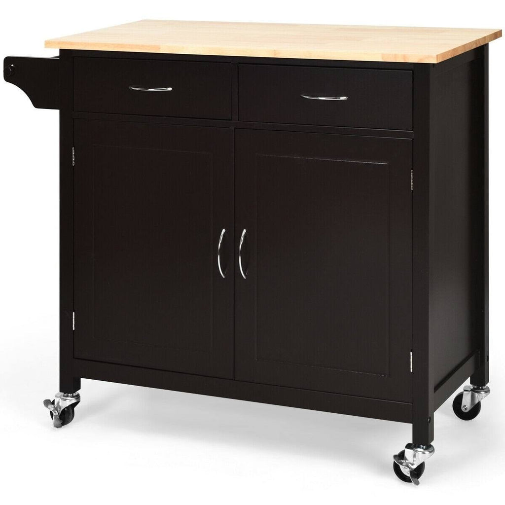 Brown Wooden Top Rolling Kitchen Cart L408