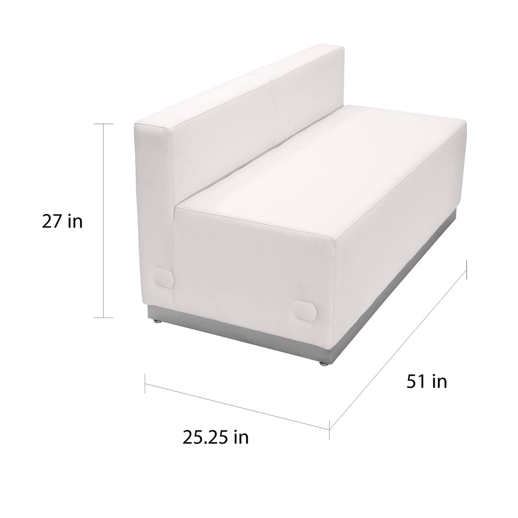 White LeatherSoft Loveseat with Stainless Steel Base I35803