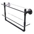 Matte Black Glass Shelf with Towel Bar 22 inch R638256