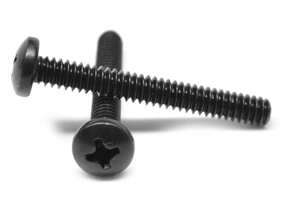 1/4-20 x 2 1/2 Coarse Thread Machine Screw Phillips Pan Head Low Carbon Steel Black Oxide Pk 800 N1594