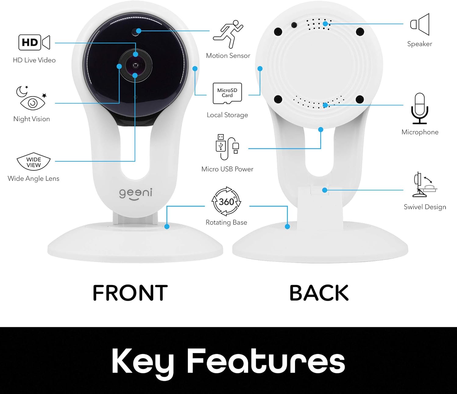 White 1080p Indoor Smart Security Camera 2 Pack K979