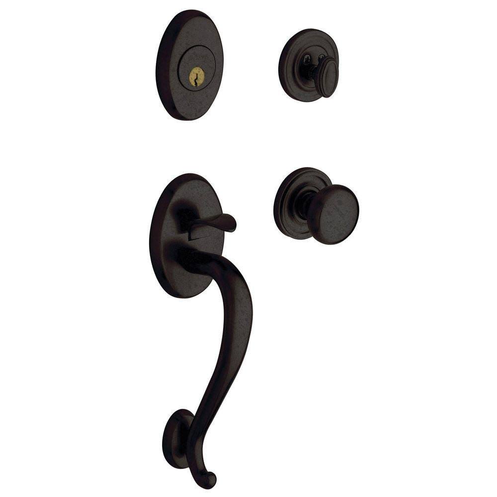 Distressed Oil-Rubbed Bronze Handleset with Classic Knob S936149