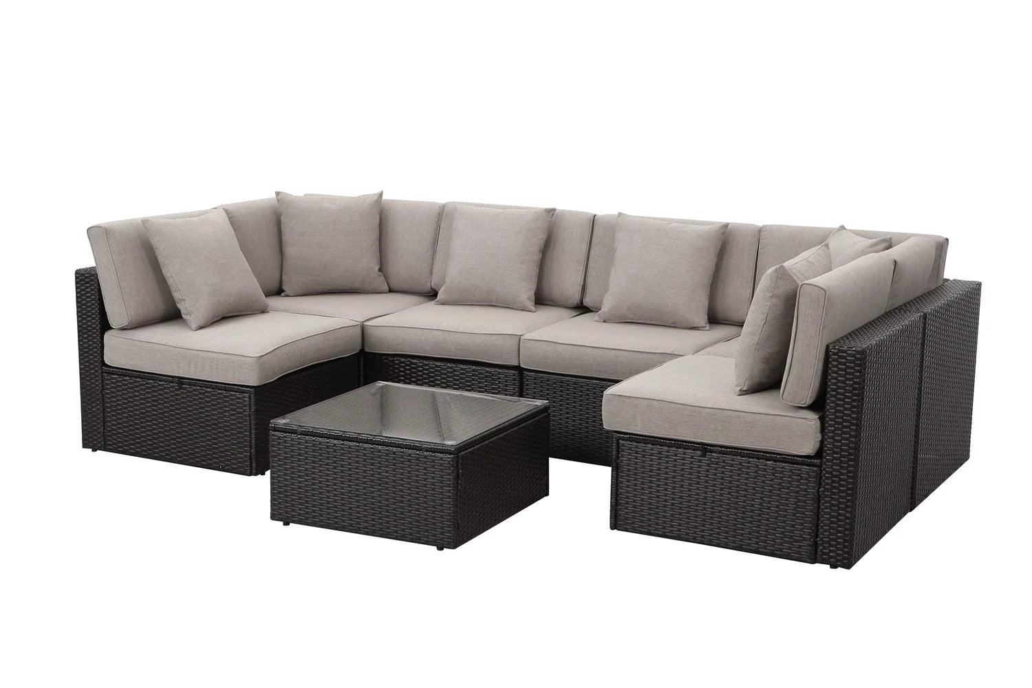 Tan Resin Wicker Modular Sectional A93988