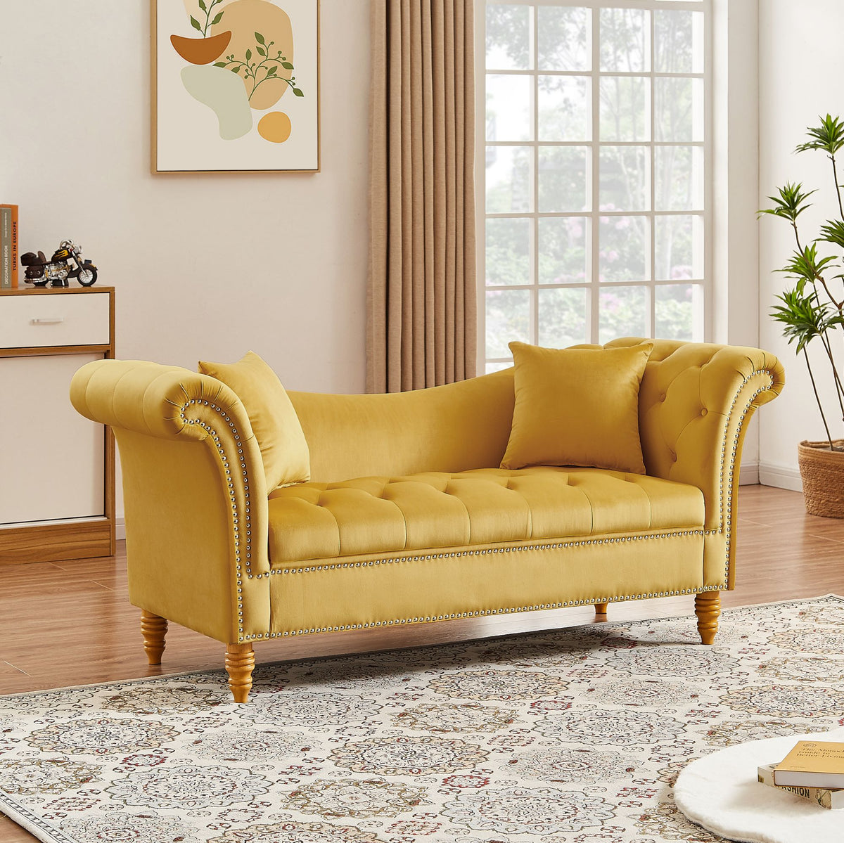 Velvet U Shape Backrest Sofa with Storage S4842