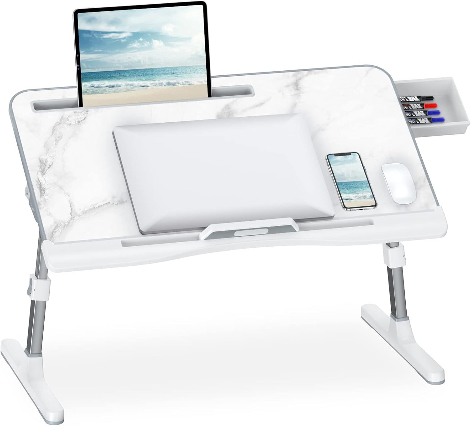 Adjustable Laptop Bed Desk with Storage Drawer, Black, Pack of 2 V83282