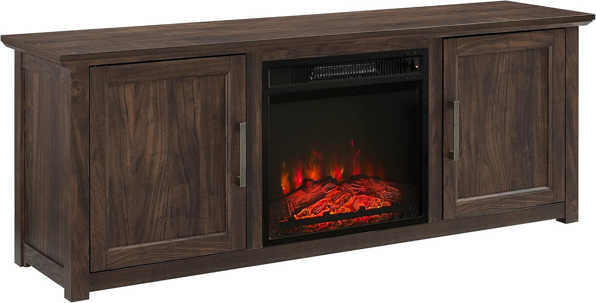 Dark Walnut TV Stand with Electric Fireplace D887