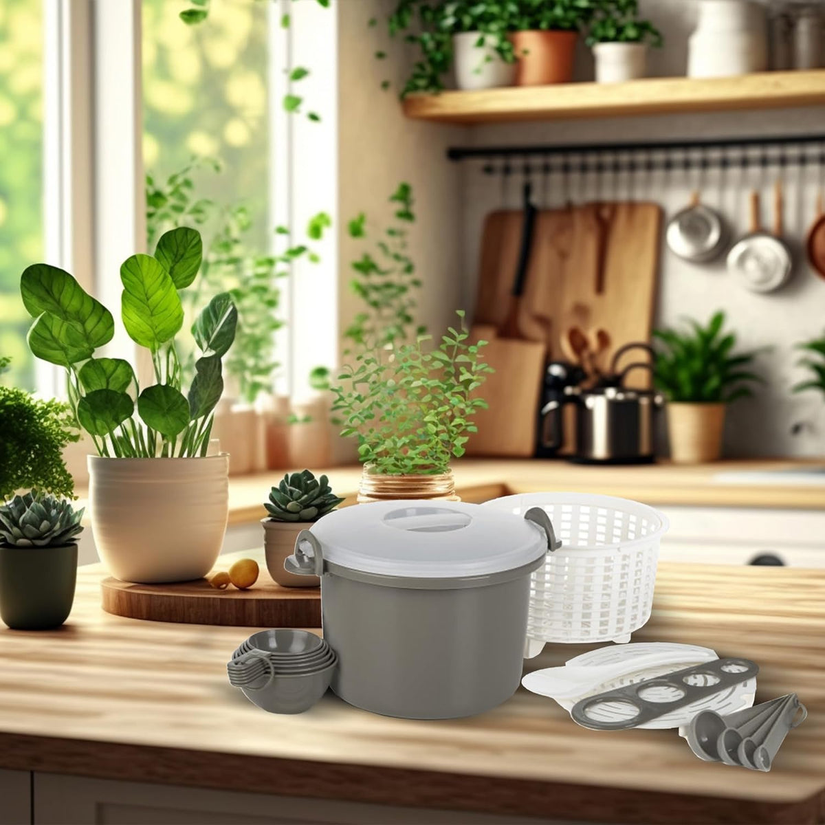 17 Piece Microwaveable Rice And Pasta Cooker With Locking Lid O991