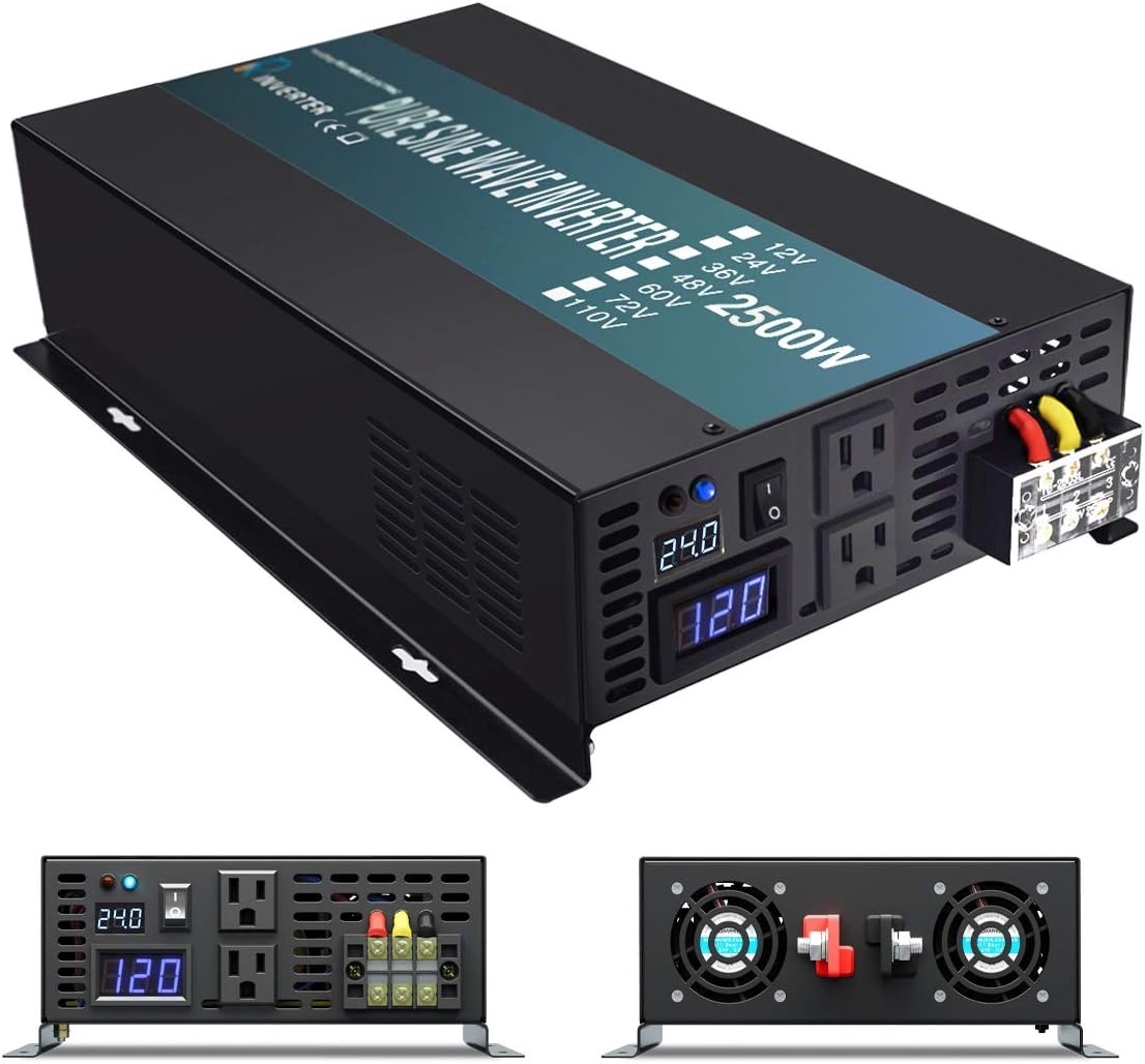 4000W Pure Sine Wave Power Inverter 12V 110V 120V 60Hz with Remote Controller W202391