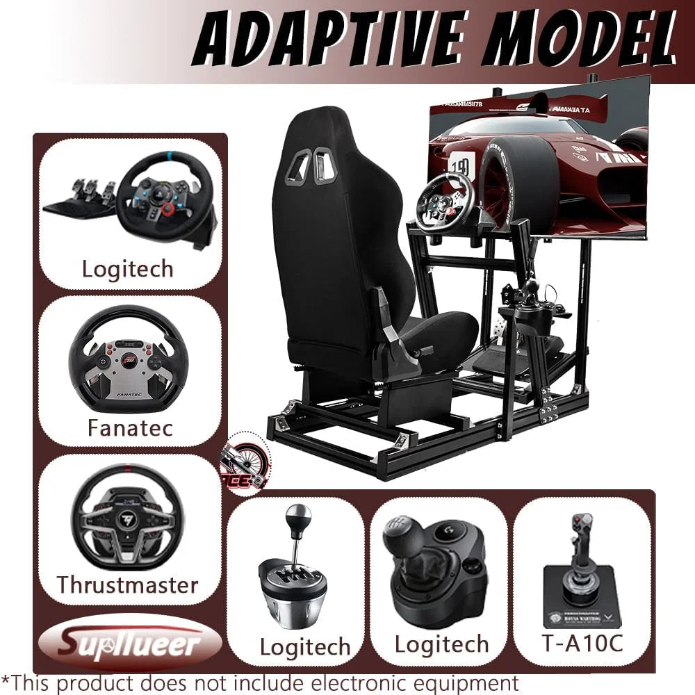 Racing Sim Cockpit with Monitor Stand Seat R966307