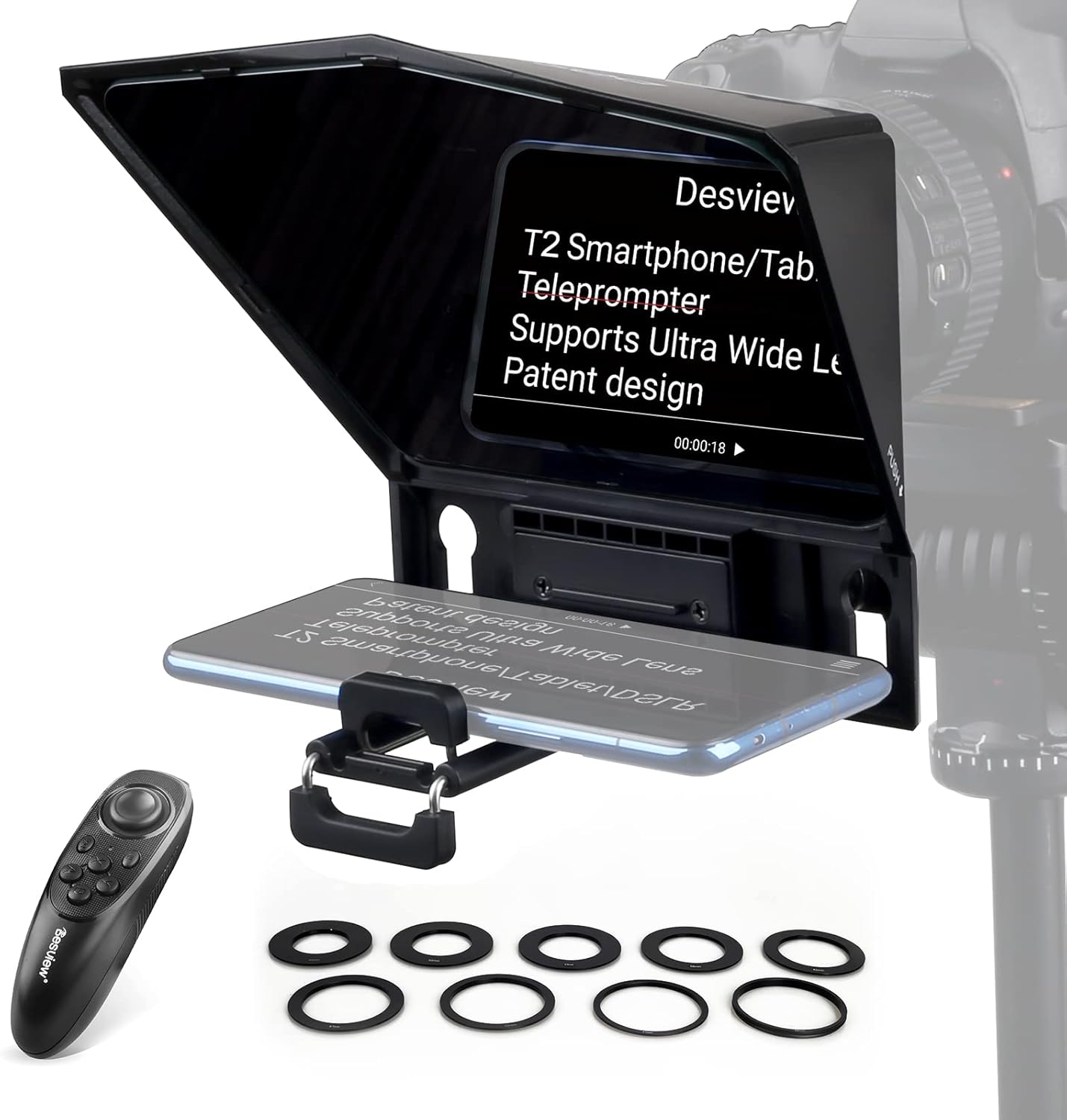 Desview T2 Protable Teleprompter 70/30 Beam Splitter Glass with APP Remote Control Pack of 2 B24763