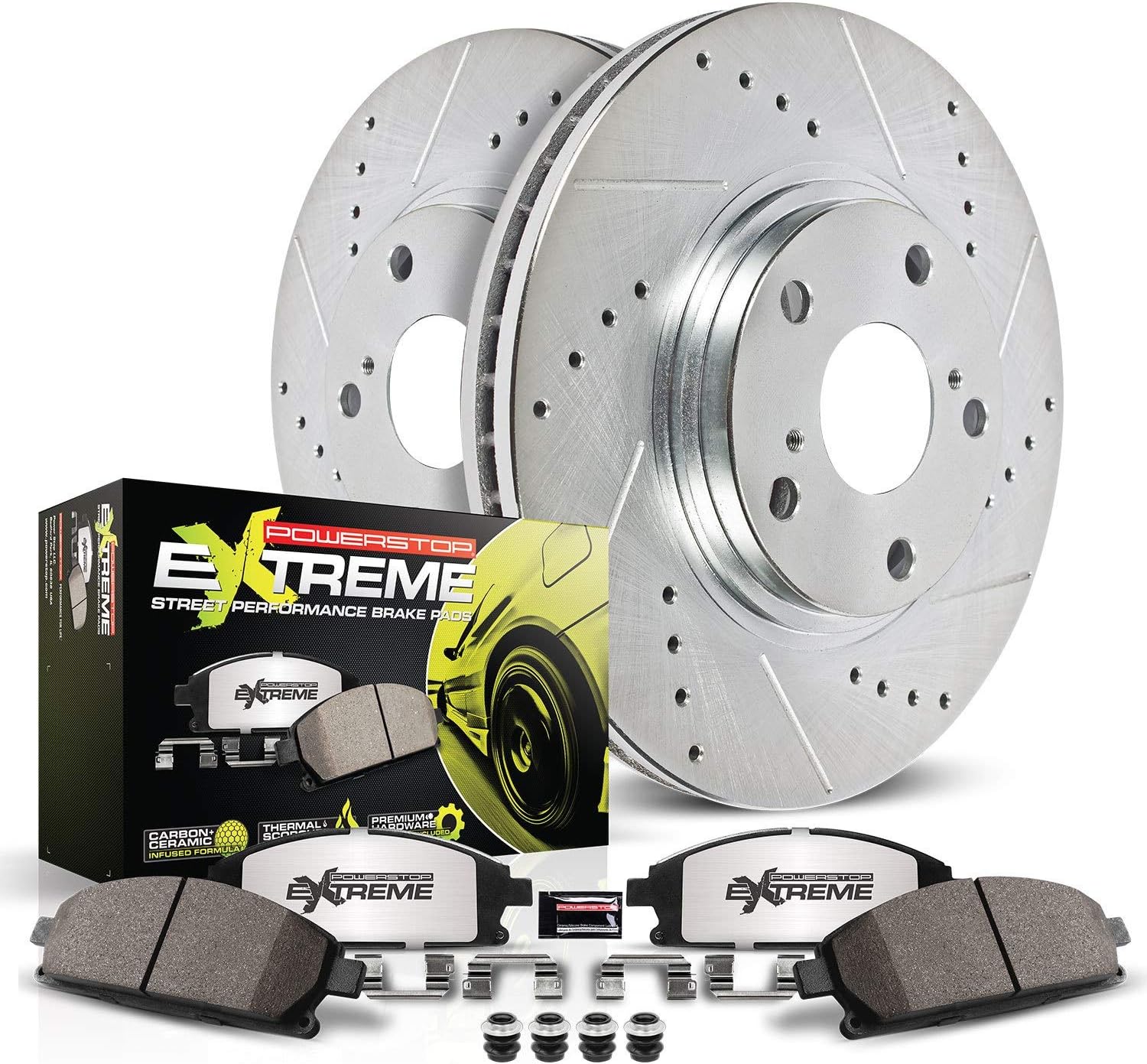 Rear Z26 Carbon Fiber Brake Pads with Drilled & Slotted Brake Rotors Kit C36428