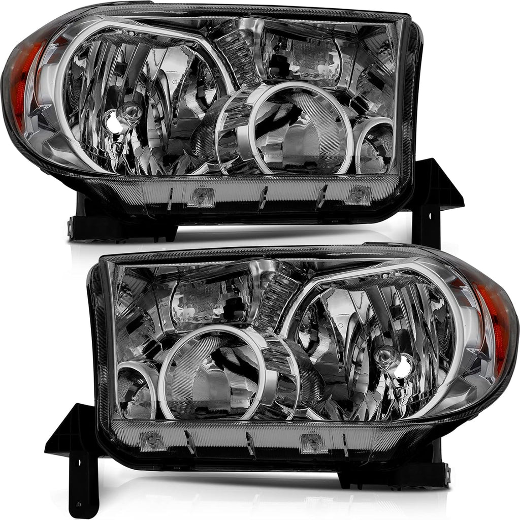 Black Housing Amber Reflector Smoke Lens Headlight Assembly E854033