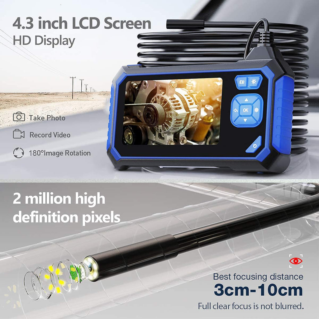 Industrial Endoscope with 32GB Card, IP67 Waterproof, 16.5FT Semi-Rigid Cable T748