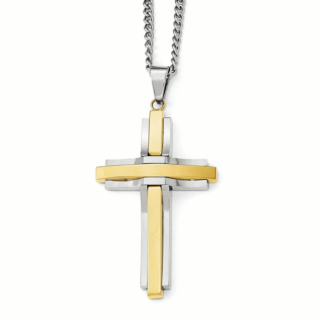 Polished Stainless Steel Cross Necklace D850943