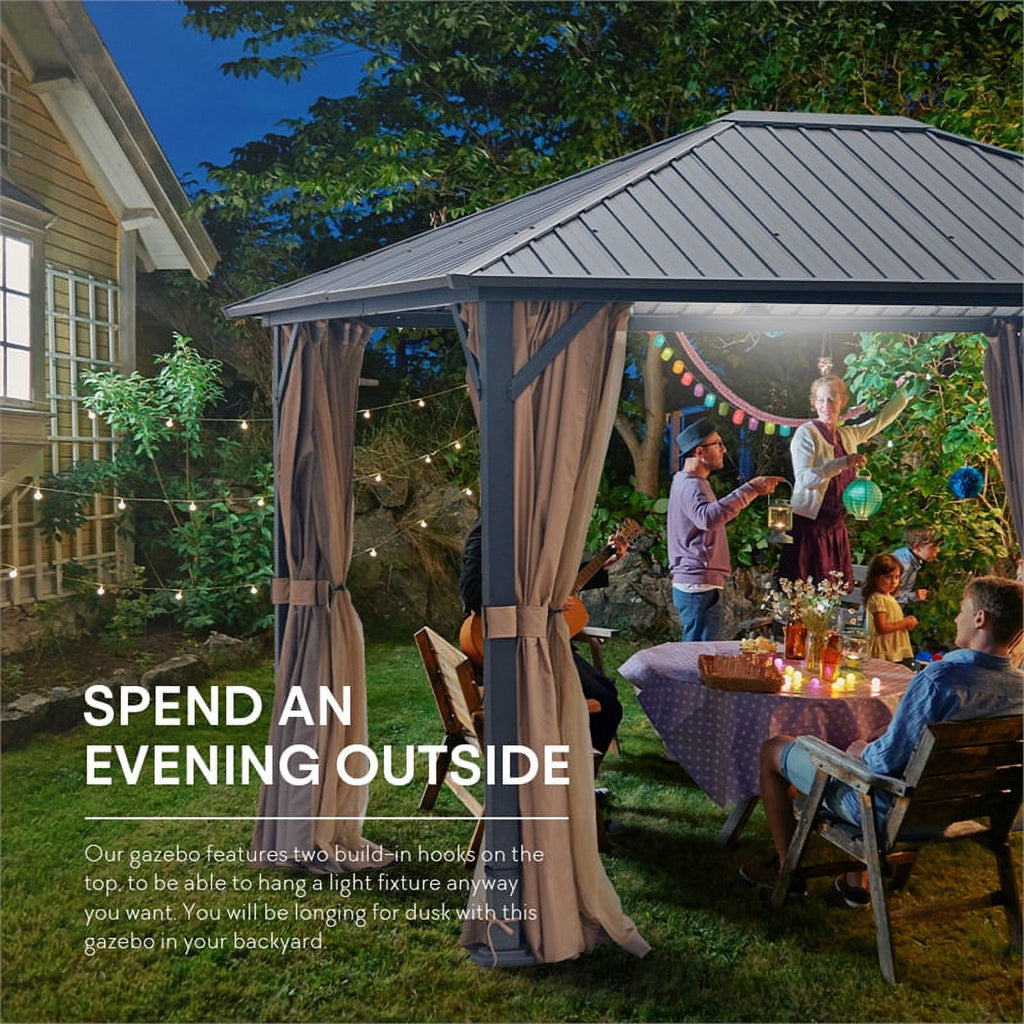 10x12 Hardtop Metal Canopy Gazebo with Netting G997955