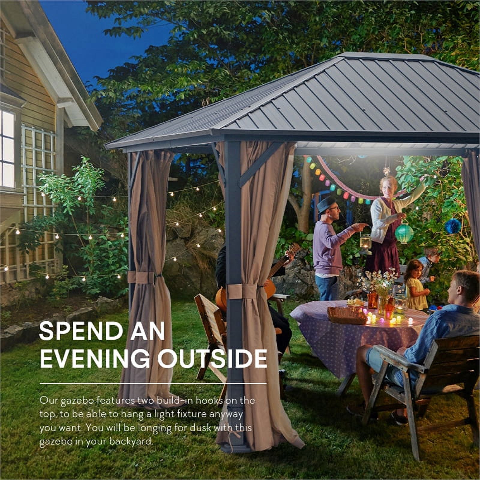 10x12 Hardtop Metal Canopy Gazebo with Netting G997955