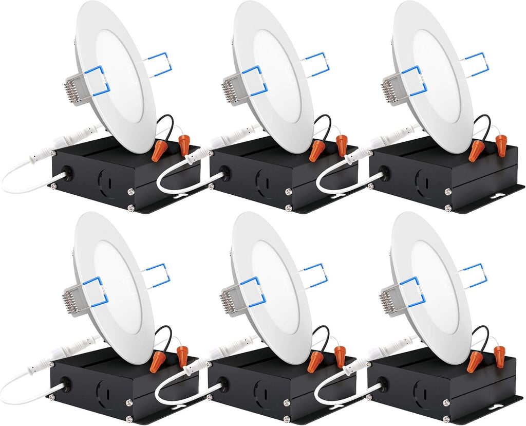 6 Pack 6 Inch Ultra Thin LED Recessed Ceiling Lights, 3000K Warm White, Dimmable 14W C13310