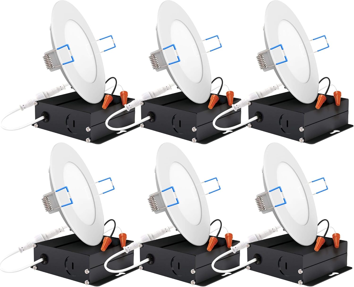 6 Pack 6 Inch Ultra Thin LED Recessed Ceiling Lights, 3000K Warm White, Dimmable 14W C13310