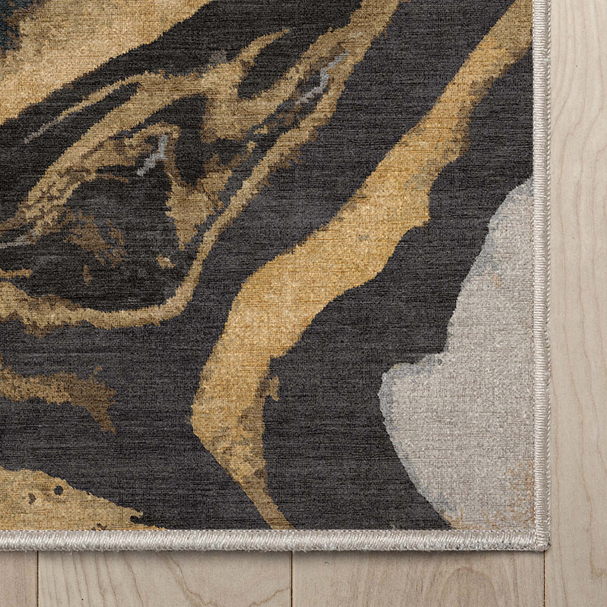 Black Gold Flatweave Area Rug W901682